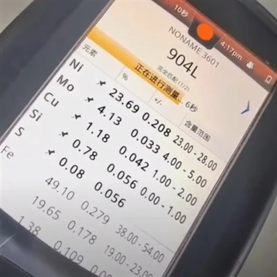 Nerūdijančio plieno 904L plokštės PMI bandymas